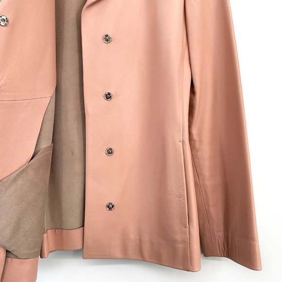 Narciso Rodriguez Light Pastel Pink Snap Button Sheep Leather Jacket - Picture 4 of 8